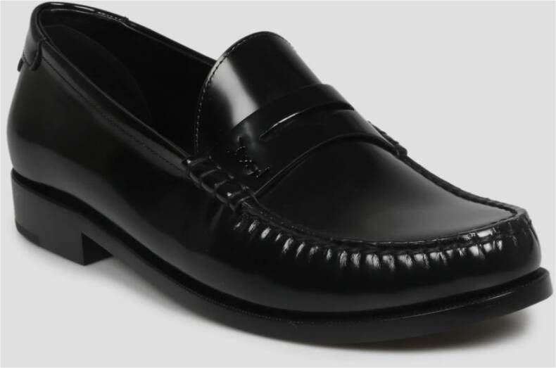 Saint Laurent Glanzende leren loafers Ss23 zwart Black Heren