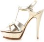 Saint Laurent Gouden Leren Sandalen Open Teen Hakken Yellow Dames - Thumbnail 3