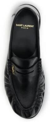 Saint Laurent Gouden Metalen Leren Loafers
