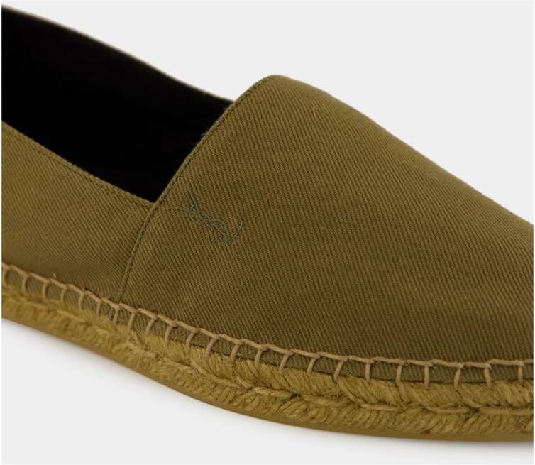 Saint Laurent Groene katoenen espadrilles met Cassandre borduurwerk