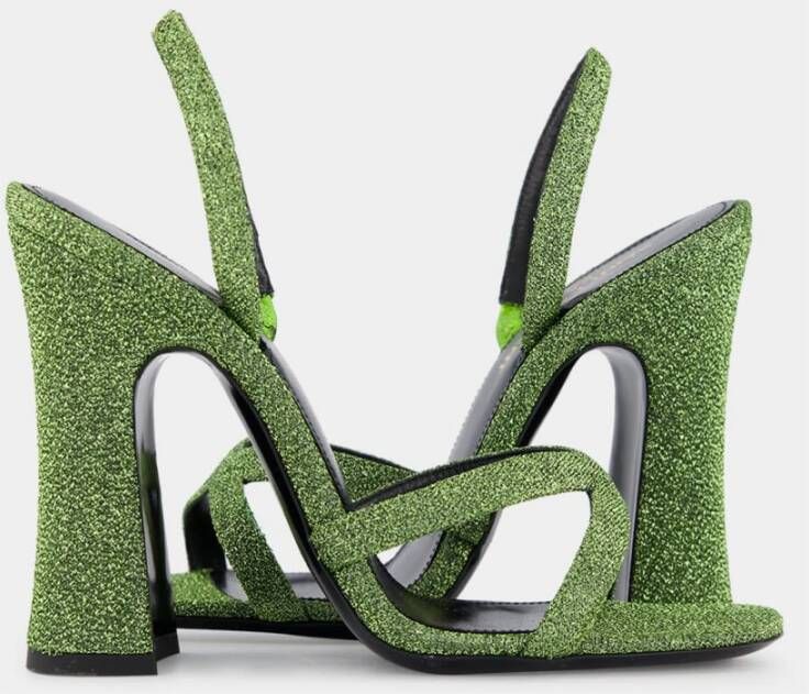 Saint Laurent Groene Lurex Aracha Sandalen
