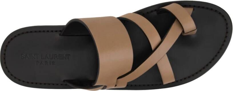 Saint Laurent Heren Instap Leren Sandalen Brown Heren