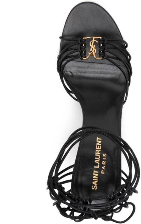 Saint Laurent Zwarte Leren Sandalen Black Dames