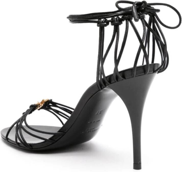 Saint Laurent Zwarte Leren Sandalen Black Dames