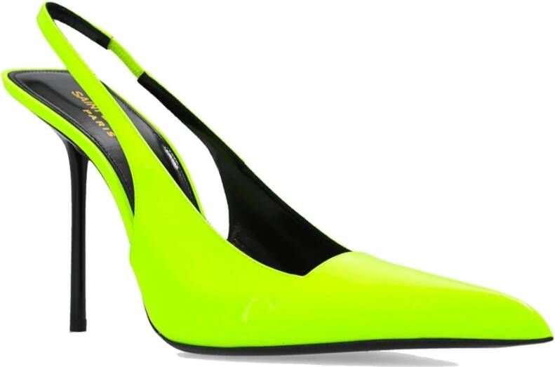 Saint Laurent Kiss 105 Slingback Pumps Yellow Dames