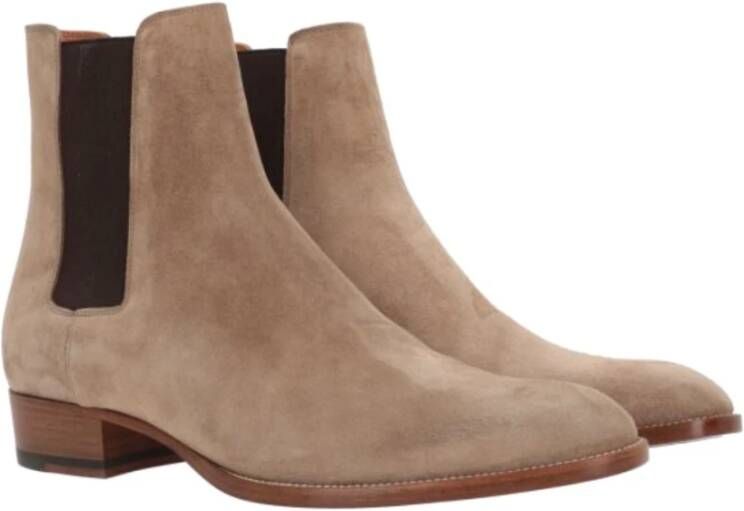 Saint Laurent Klassieke Leren Laars Beige Heren