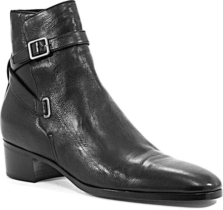 Saint Laurent Klassieke leren enkellaarsjes Black Heren