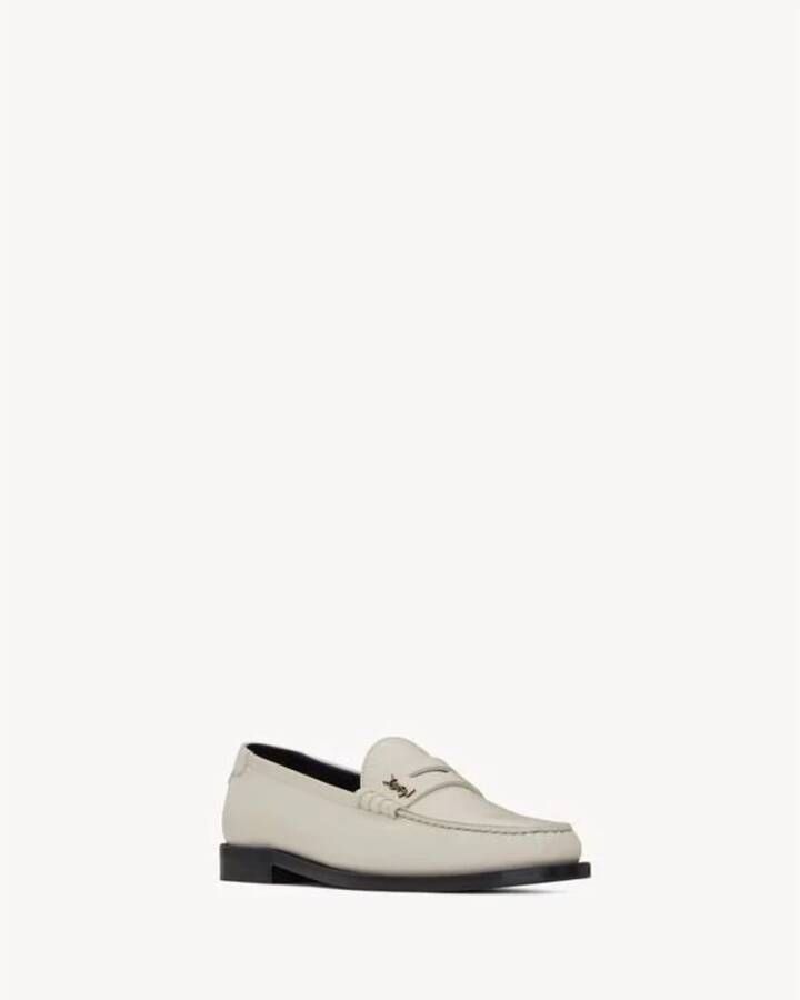Saint Laurent Klassieke Leren Loafers Beige Heren