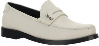 Saint Laurent Klassieke Leren Loafers Elegante Stijl White Dames