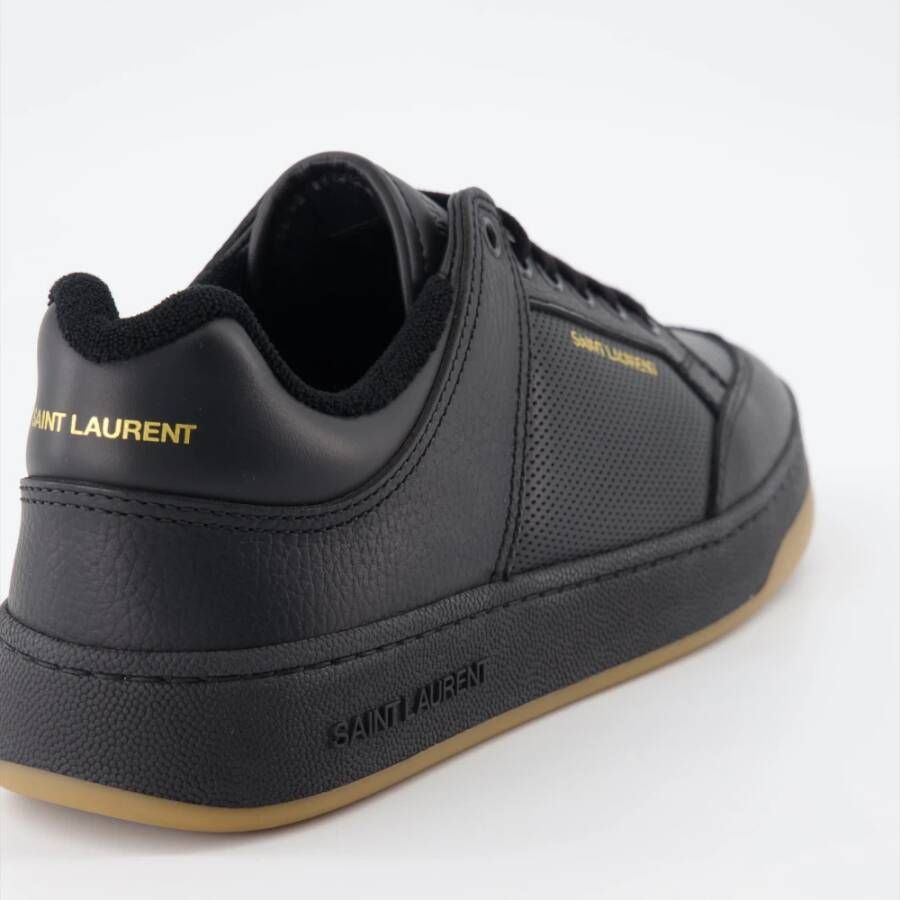 Saint Laurent Lamé Logo Bicolor Leren Sneakers Black Heren