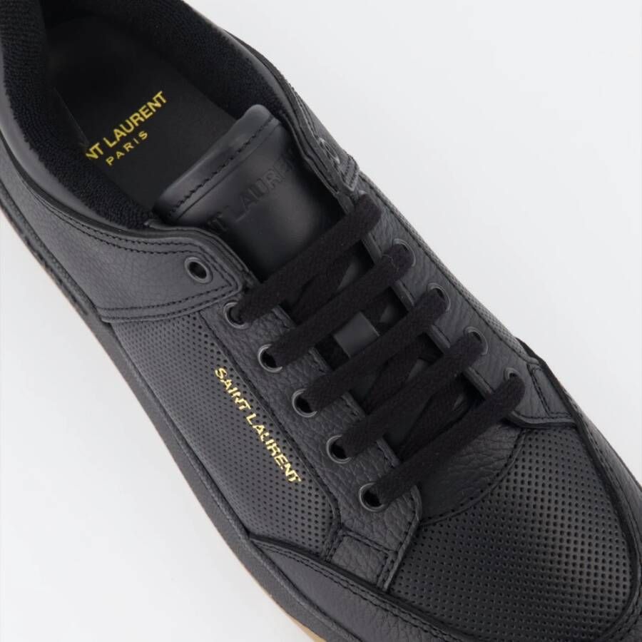 Saint Laurent Lamé Logo Bicolor Leren Sneakers Black Heren