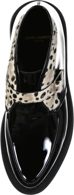 Saint Laurent Leren en bontlaarzen met gesp