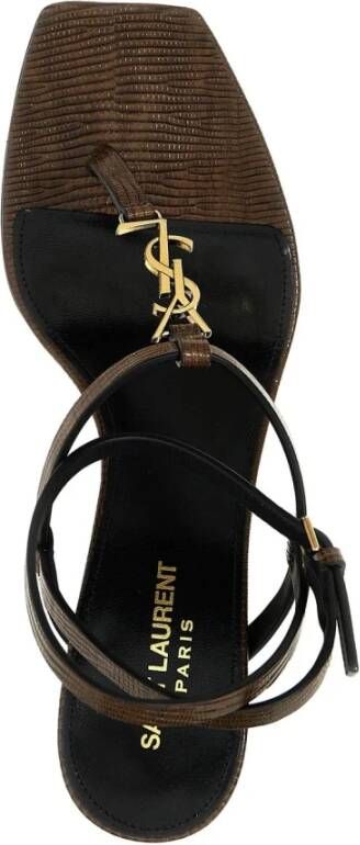 Saint Laurent Leren Flip-Flop Sandalen met YSL Logo