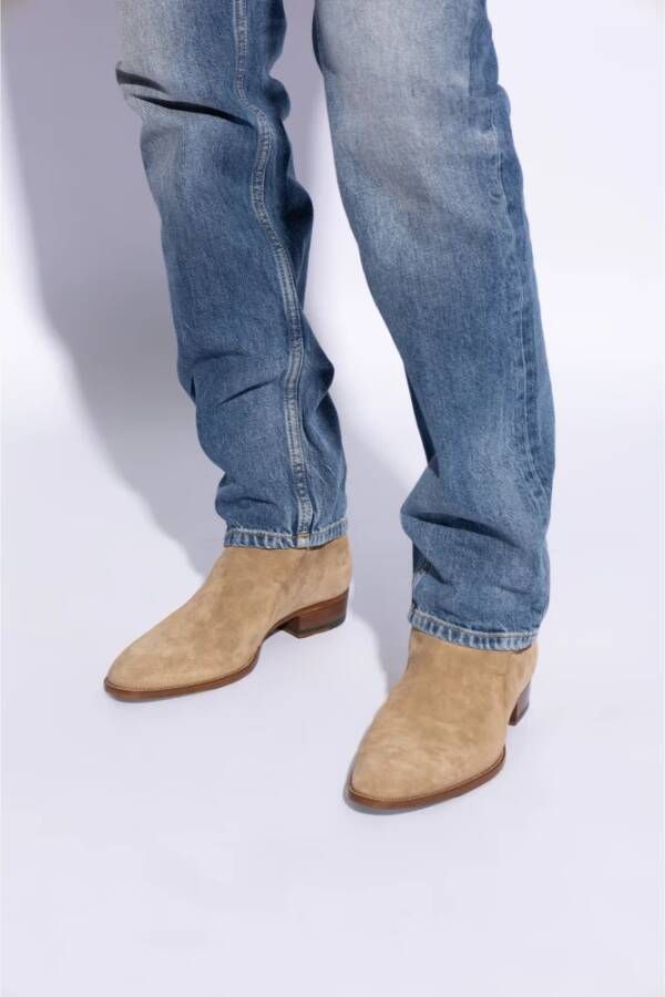 Saint Laurent Leren laarzen Beige Heren