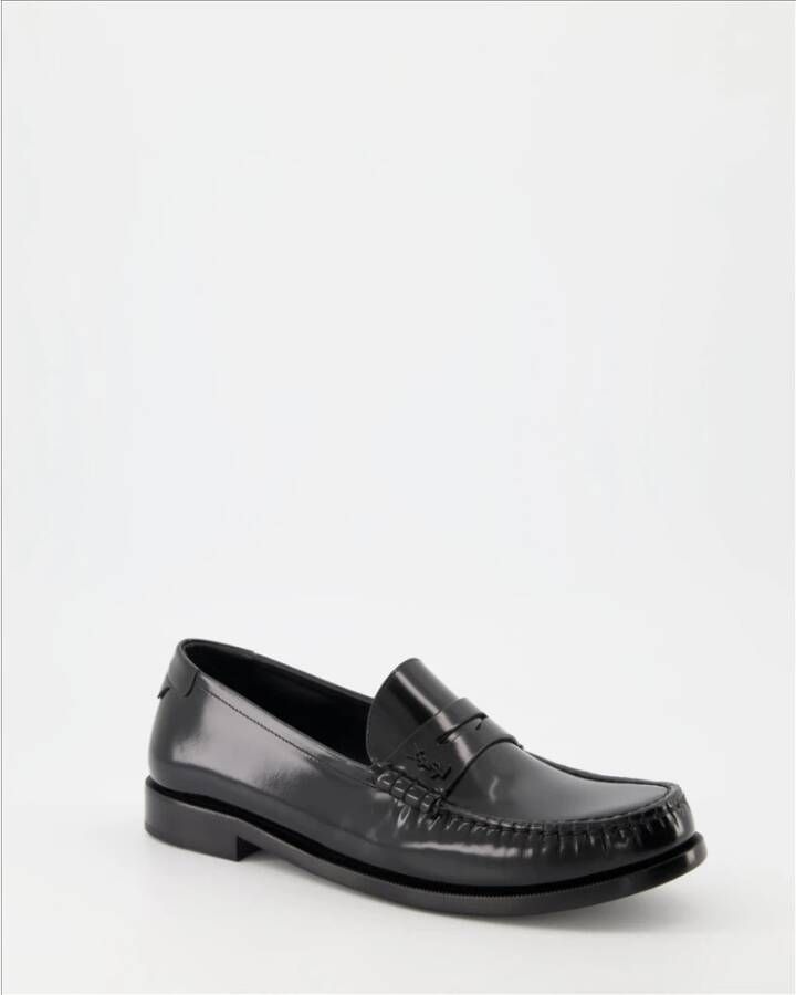 Saint Laurent Leren Mocassins Black Heren