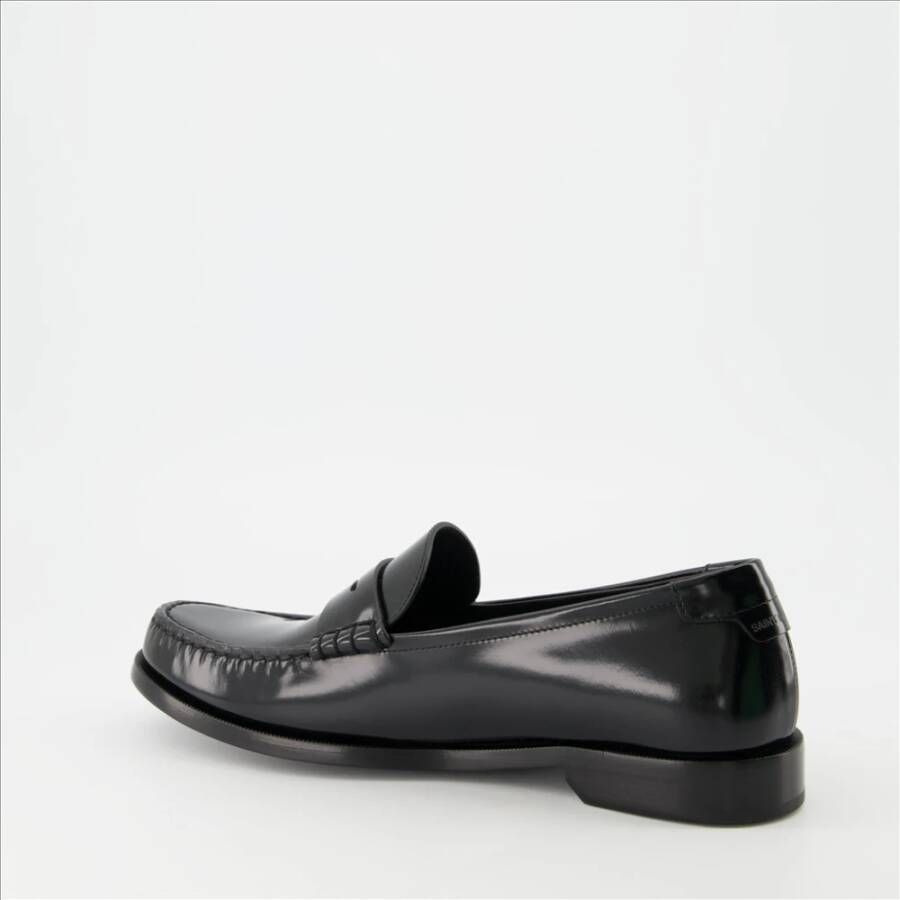 Saint Laurent Leren Mocassins Black Heren