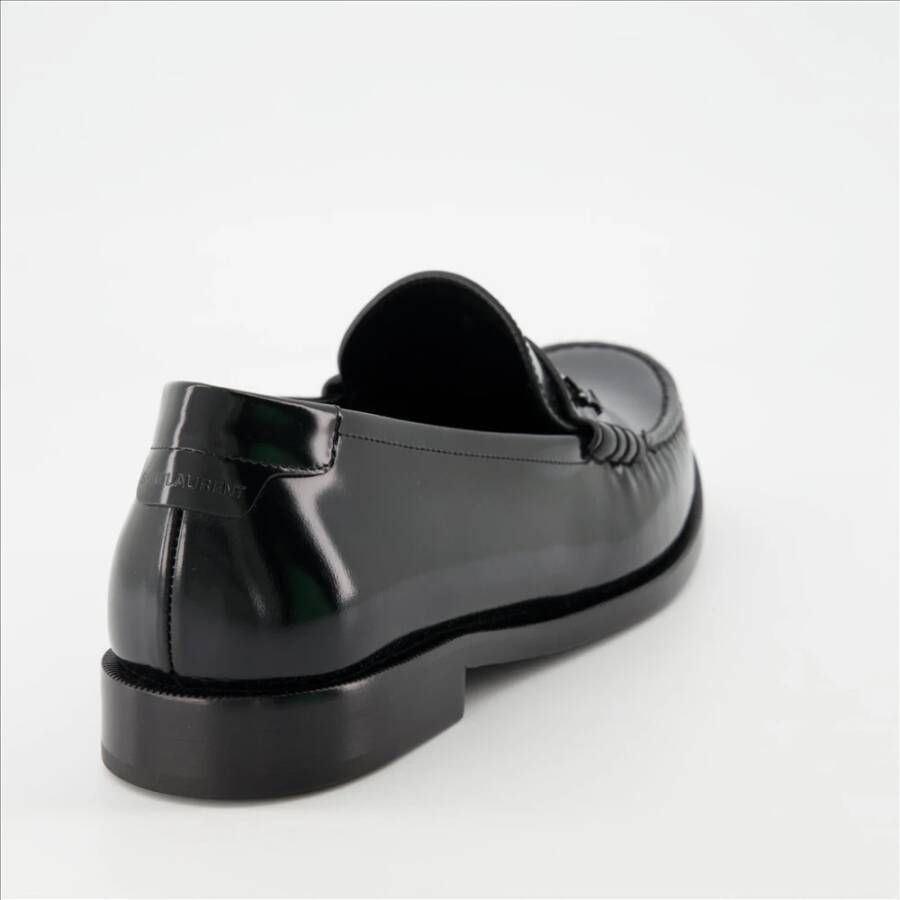 Saint Laurent Leren Mocassins Black Heren