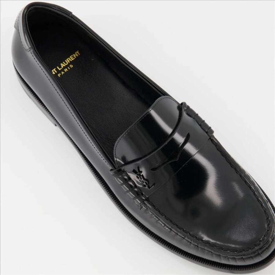 Saint Laurent Leren Mocassins Black Heren