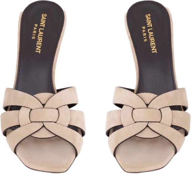 Saint Laurent Leren Muiltjes Beige Dames