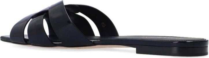 Saint Laurent Leren Slides met Patentleren Binnenzool Black Dames