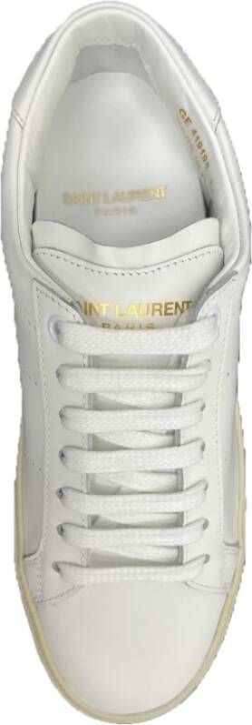 Saint Laurent Leren Sneakers met Gouden Logo White Dames