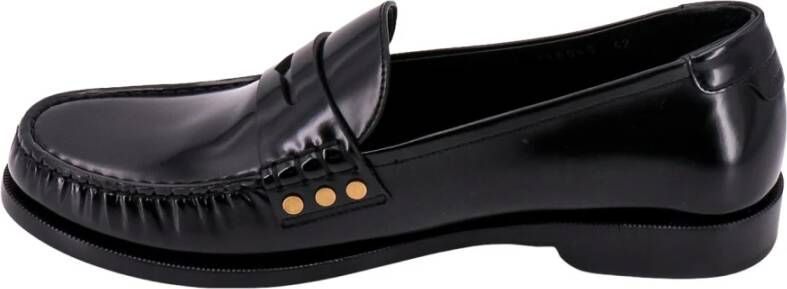 Saint Laurent Zwarte platte loafer moc schoenen Black Heren