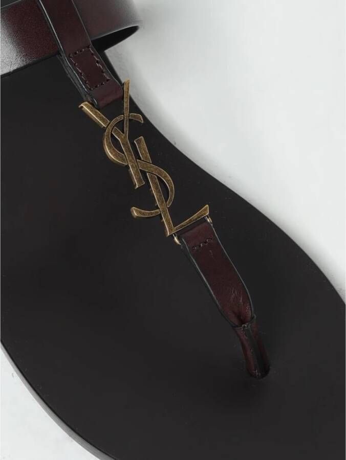 Saint Laurent Luxe Leren Platte Sandalen