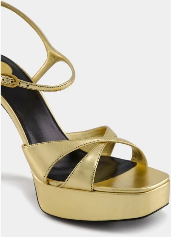 Saint Laurent Metallic Gouden Plateau Sandalen