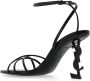 Saint Laurent Leren sandalen met Cassandre-hak Black Dames - Thumbnail 12