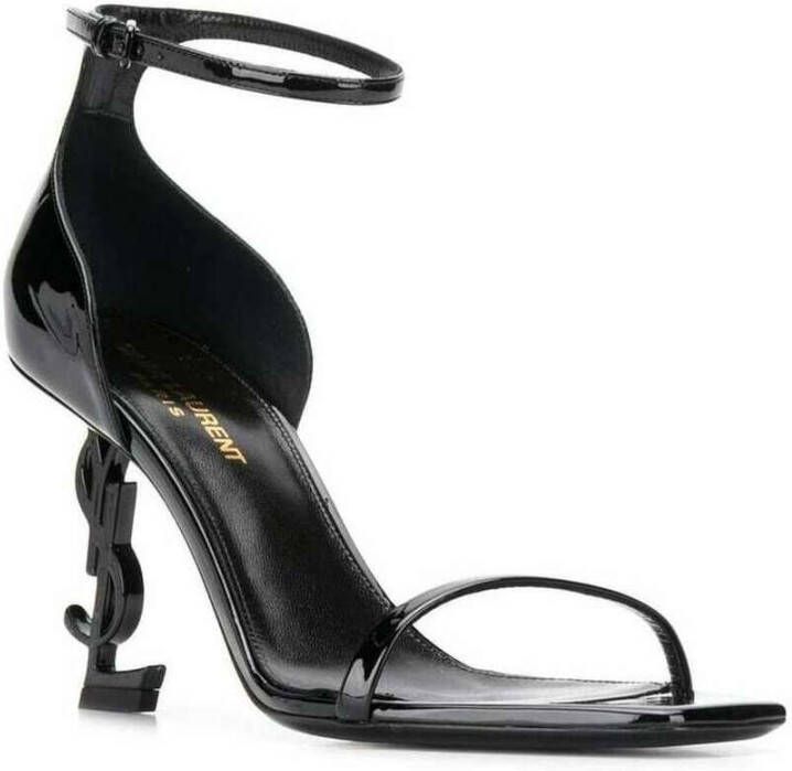 Saint Laurent Opyum Sandals In Patent Leather With A Black Heel Zwart Dames