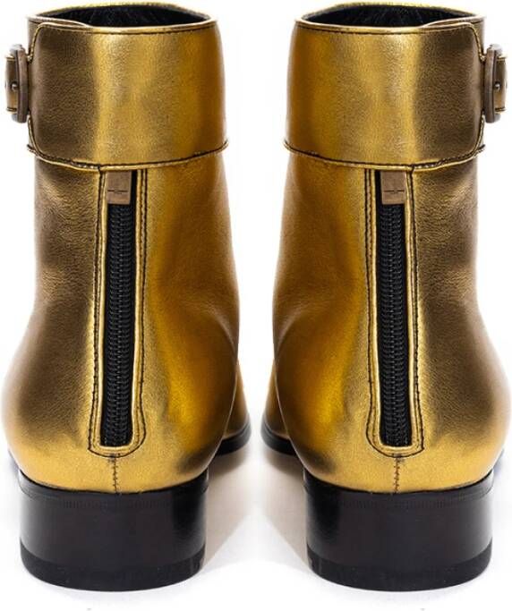 Saint Laurent Oro Leren Enkellaars Yellow Dames
