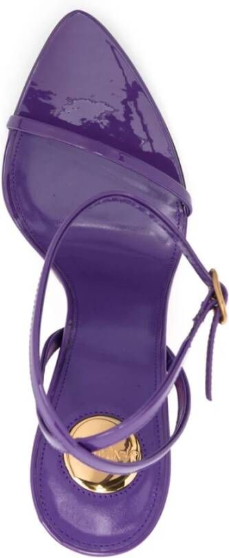 Saint Laurent Paarse Sleehak Sandalen met Enkelband