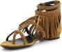 Saint Laurent Strappy suede sandals fringed rivets Beige Dames - Thumbnail 2