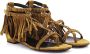 Saint Laurent Strappy suede sandals fringed rivets Beige Dames - Thumbnail 4