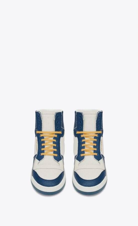 Saint Laurent Premium Leren Mid-Top Sneakers Blue Heren