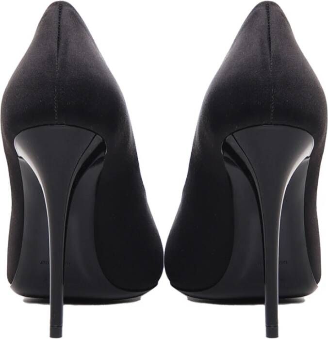 Saint Laurent Zwarte Stiletto Pumps met Rhinestone Perforatie Zwart Dames