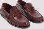 Saint Laurent Bordeauxrode Leren Loafers met Goudkleurig Logo - Thumbnail 2
