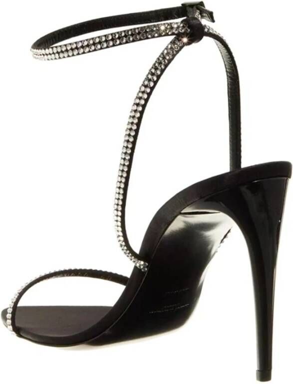 Saint Laurent Sandaal met strass gekruiste banden Black Dames