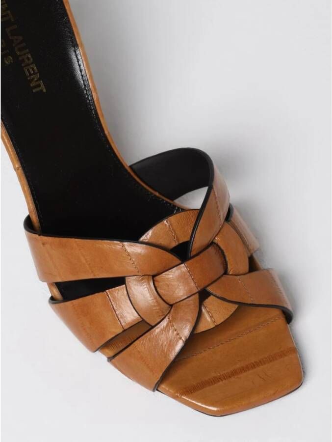 Saint Laurent Sandalen met hak van geknoopt leer