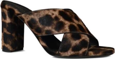 Saint Laurent Leopard Loulou Hoge Hak Sandalen Bruin Dames