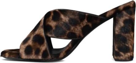 Saint Laurent Leopard Loulou Hoge Hak Sandalen Bruin Dames