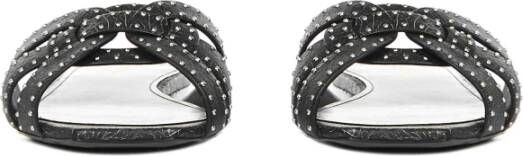 Saint Laurent Zwarte vierkante sandalen met gevlochten bandjes Zwart Dames