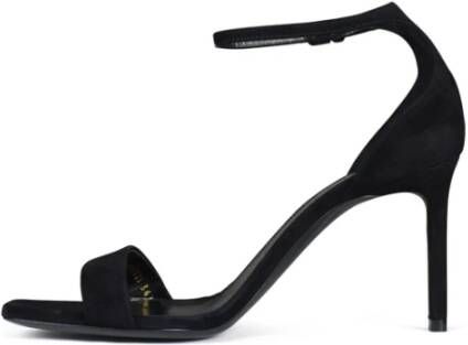 Saint Laurent Verhoog je stijl met zwarte suède sandalen Zwart Dames