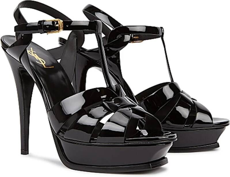 Saint Laurent Hoge hakken leren sandalen Zwart Dames