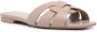 Saint Laurent Donker Beige Leren Slide Sandaal Beige Dames - Thumbnail 3
