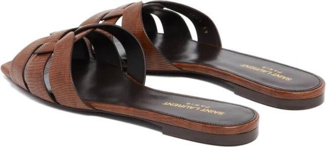 Saint Laurent Sliders Brown Dames