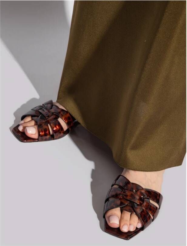 Saint Laurent Slippers met dierenmotief Black Dames