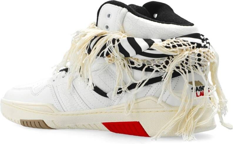 Saint Laurent Smith Leren Sneakers met Geperforeerd Detail White Heren