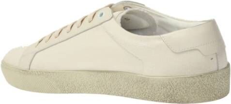 Saint Laurent Cream Lace-Up Distressed Sneakers Beige Dames