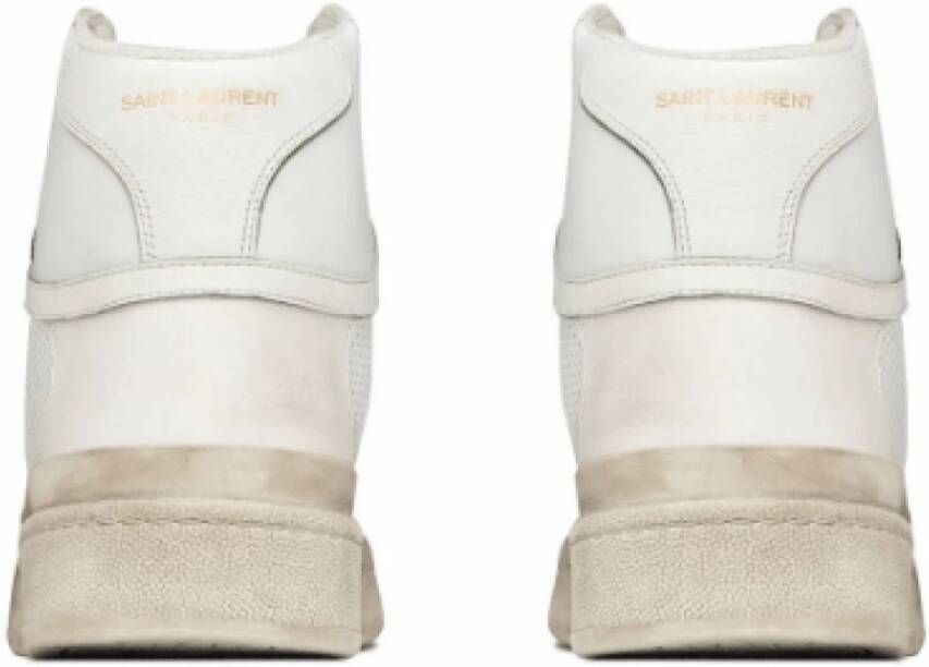 Saint Laurent Verweerde leren high-top sneakers Wit Dames